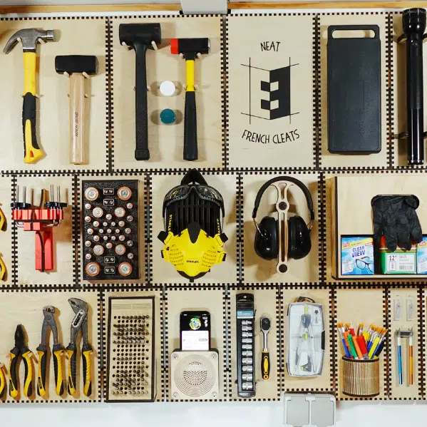 Neat and organized workshop with French cleats