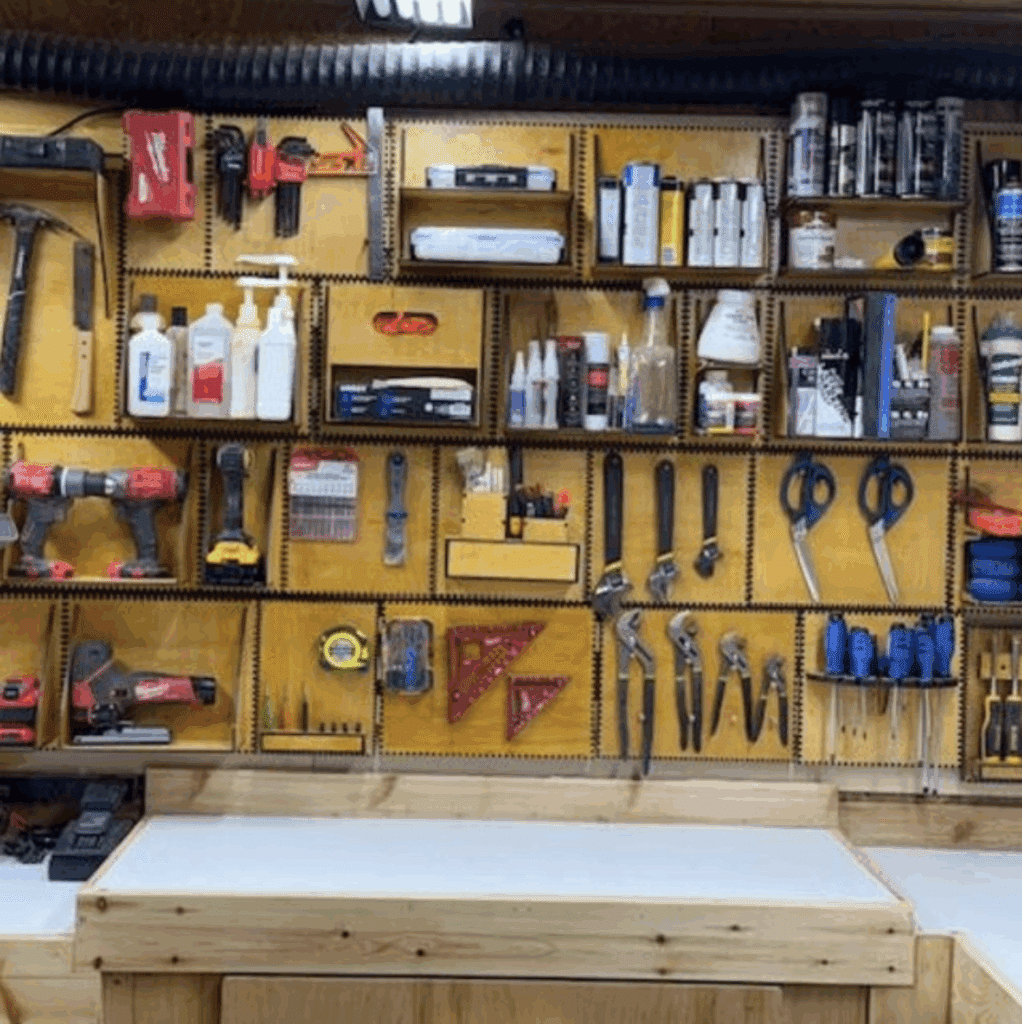 Tim's new Neat French Cleat layout in his workshop