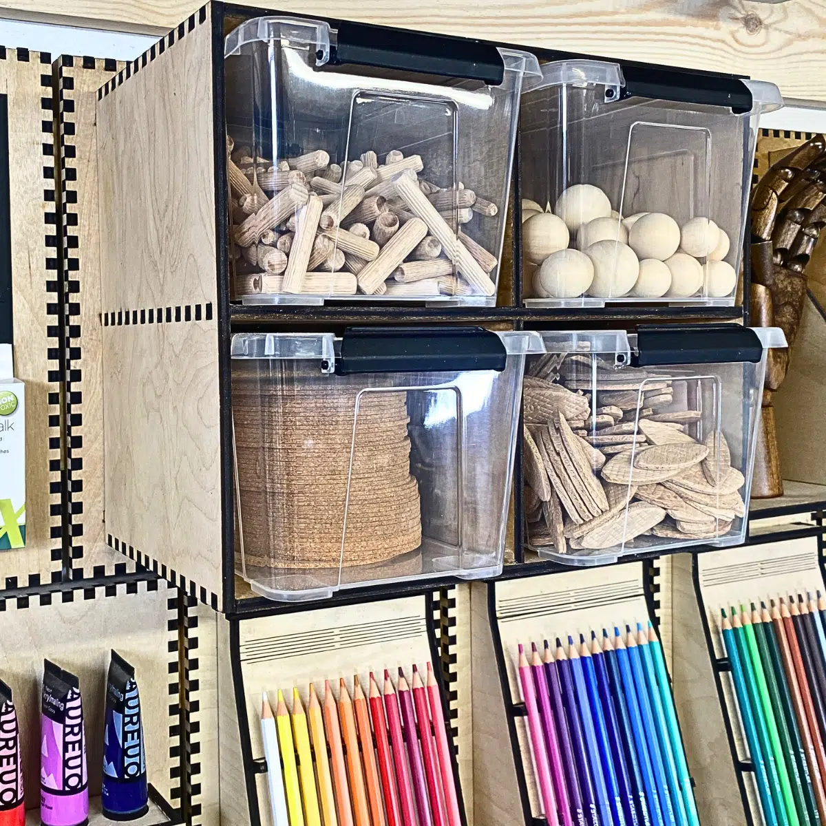 Medium 4 box Cubby Storage for French Cleat Walls – Get Boxes Off The Bench