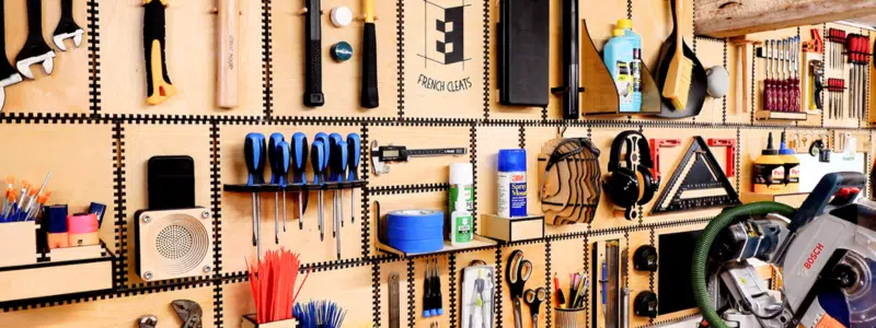 Neat and organized workshop with French cleats
