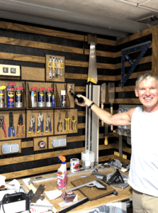 Gavin having a well earned beer during the build